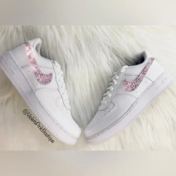 Womens pink Swarovski crystal custom Nike Air Force size Women